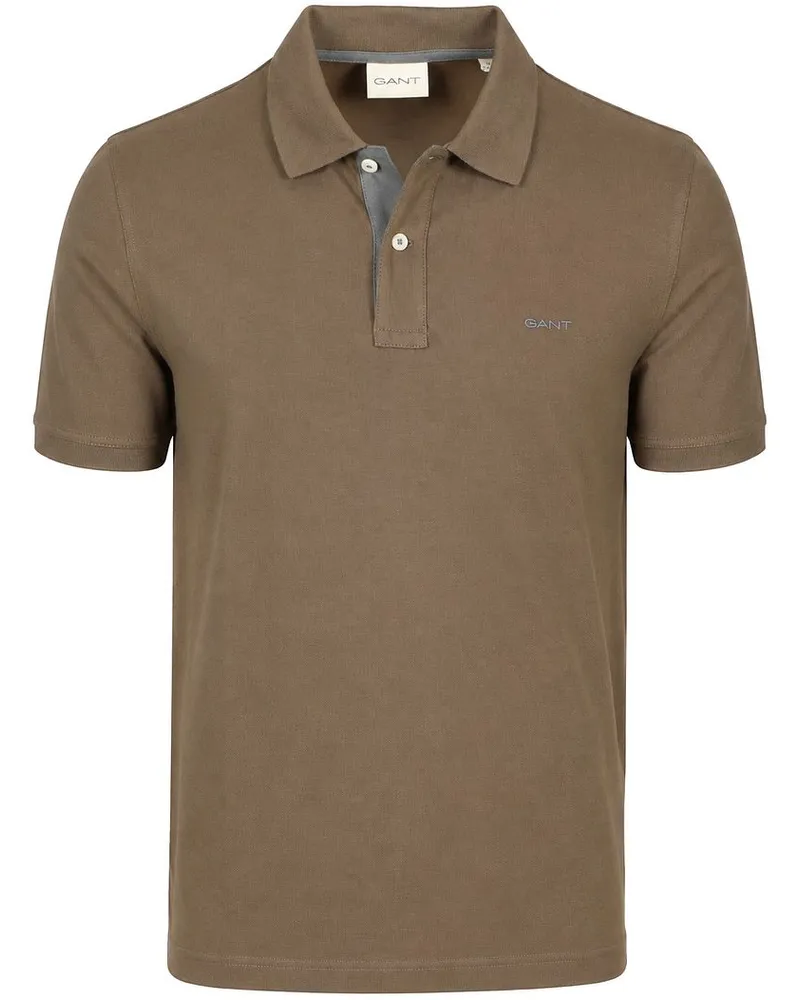 Gant Contrast Piqué Poloshirt Faded Taupe Taupe