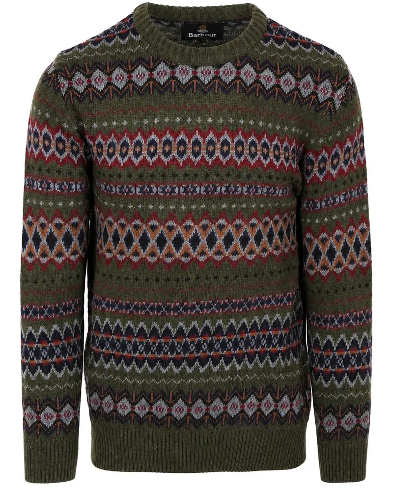 Barbour Fairisle Pullover Wool Dunkelgrün Dunkelgrün