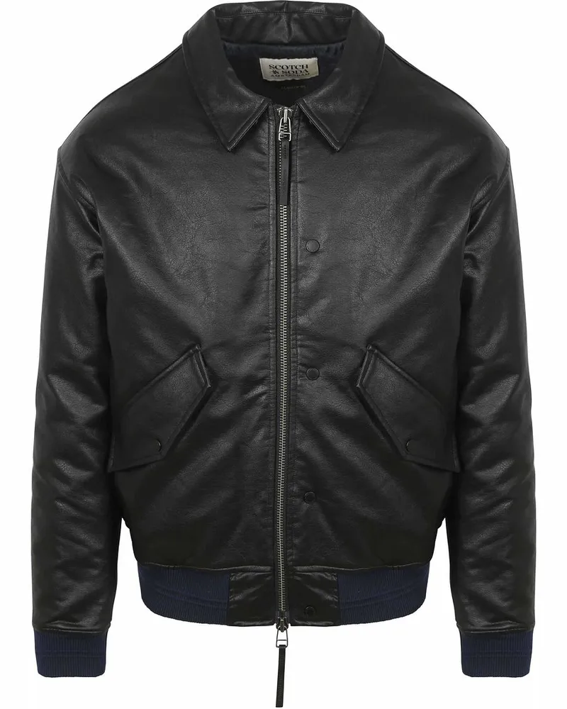 Scotch&Soda Faux Leather Bomberjacke Schwarz Schwarz
