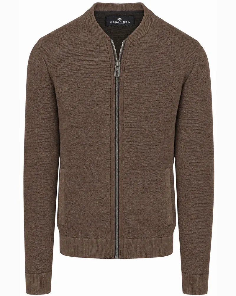 CasaModa Strickjacke Zip Structure Braun Braun