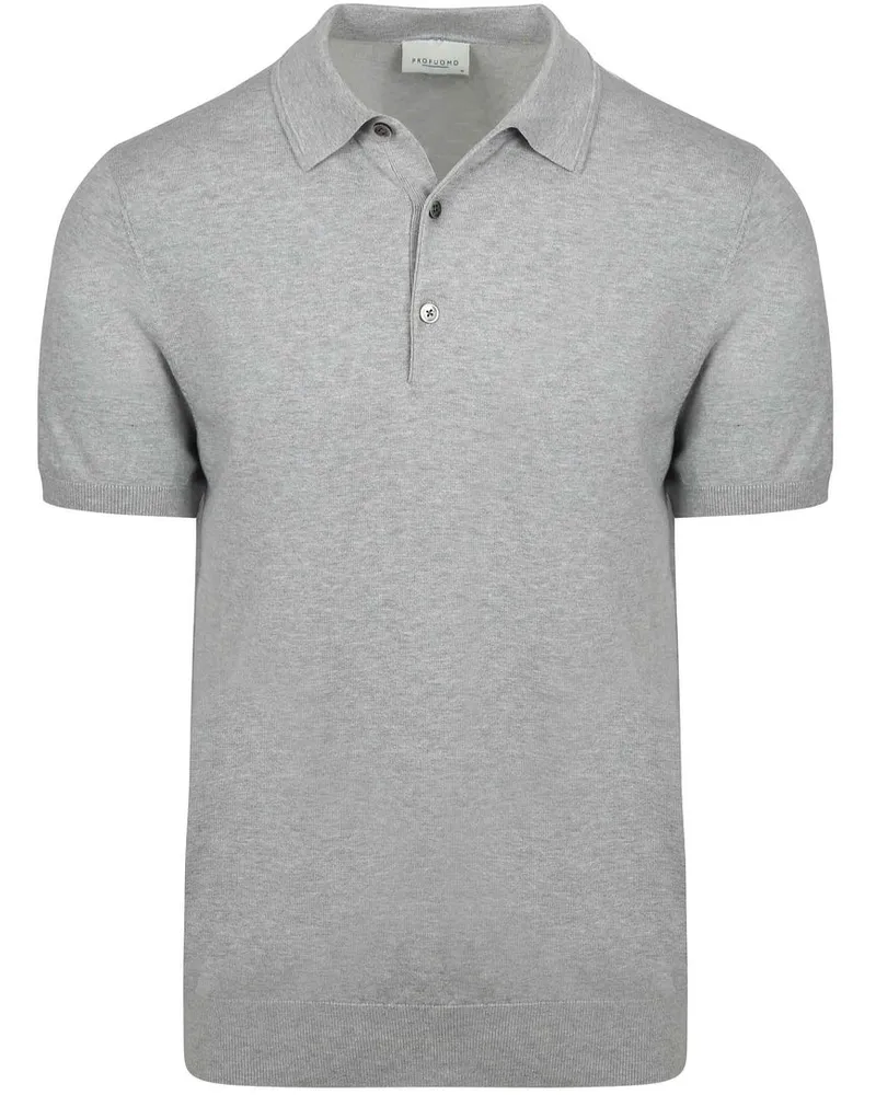 Profuomo Gestricktes Poloshirt Grau Grau