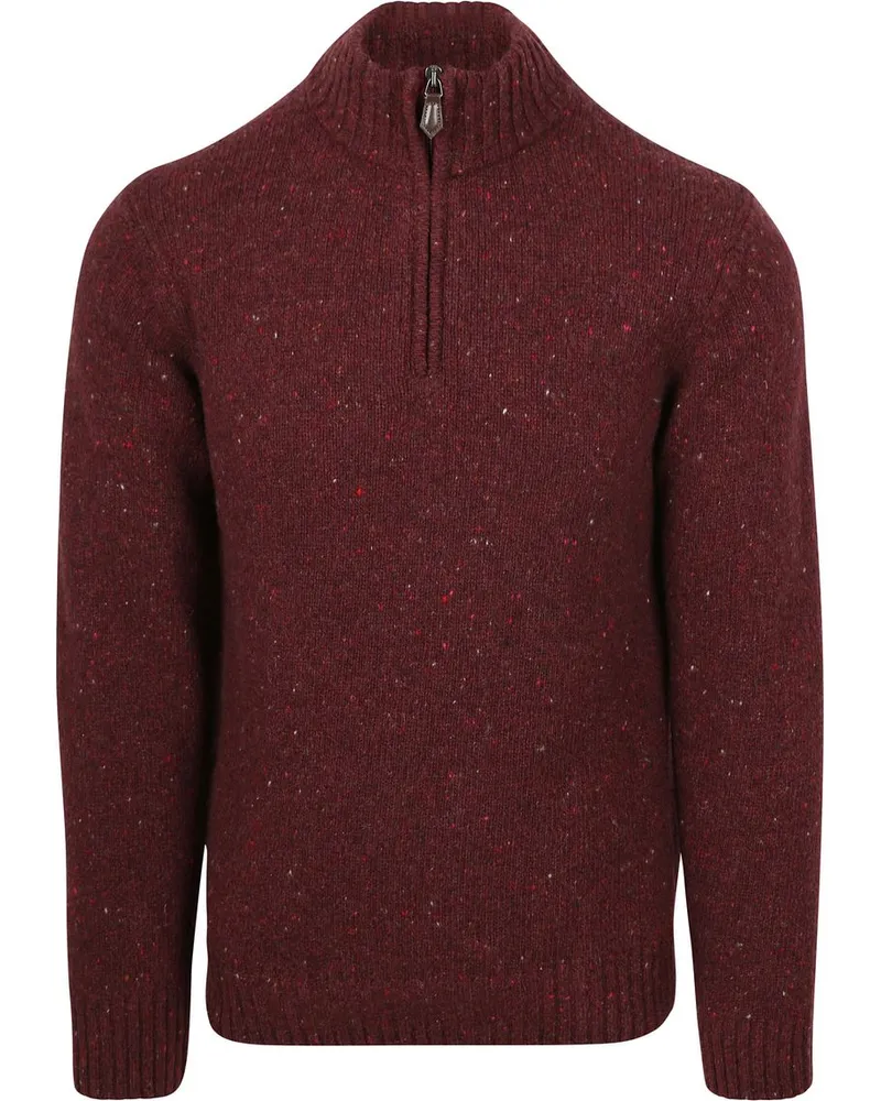 Suitable Half Zip Pullover Donnegal Tweed Eco Wool Bordeaux Rot
