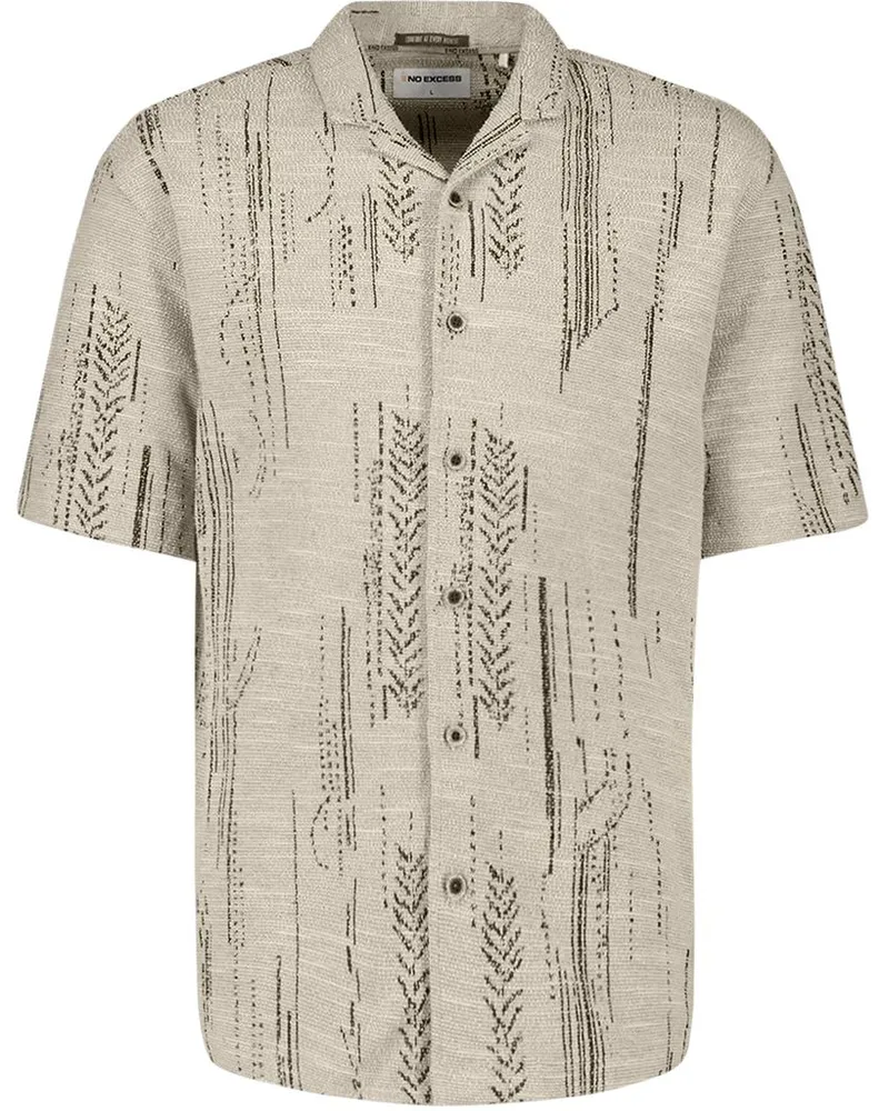 No Excess Short Sleeve Jacquard Hemd Druck Kit Grau