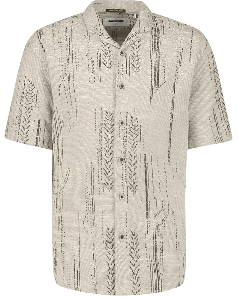 No Excess Short Sleeve Jacquard Hemd Druck Kit Grau