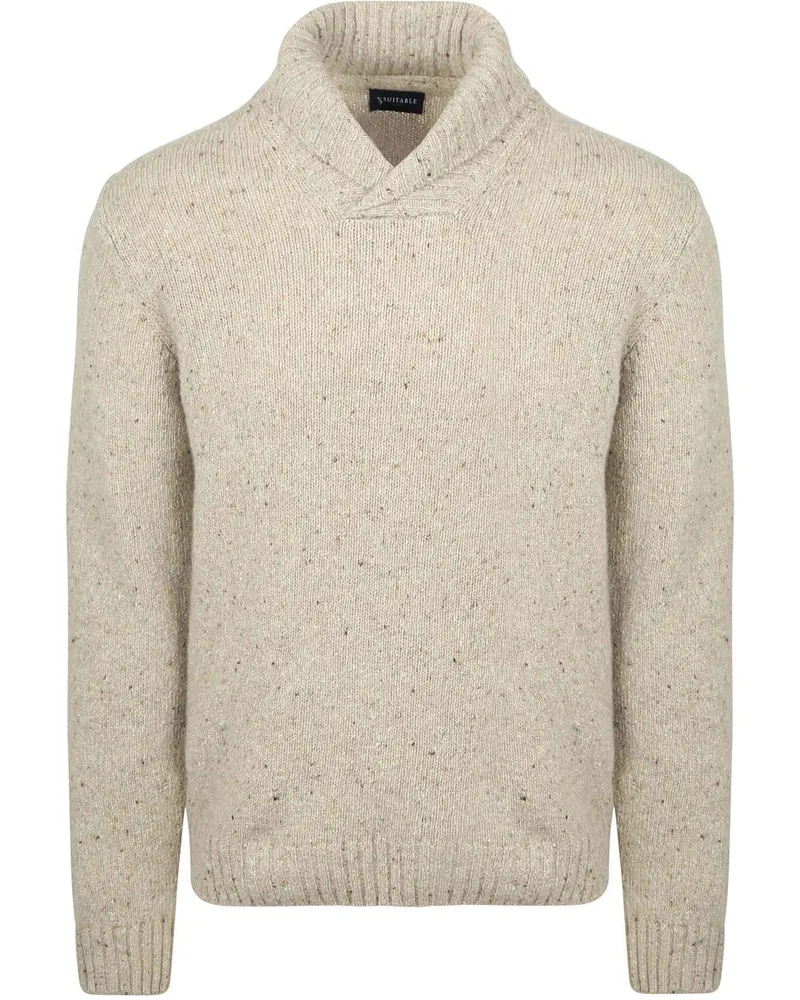 Suitable Pullover Shawl Tweed Eco Wool Ecru Wollweiß