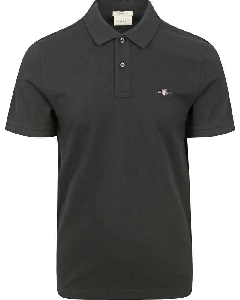 Gant Shield Piqué Poloshirt Schwarz Schwarz