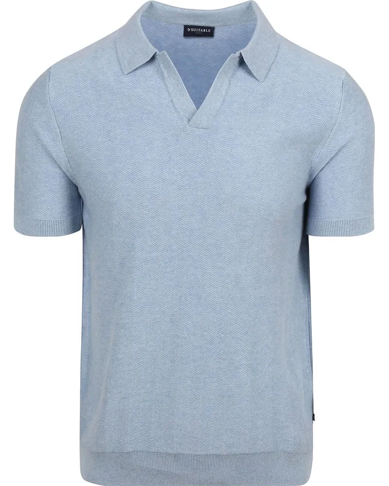 Suitable Knitted Poloshirt Riva Harring Hellblau Hellblau