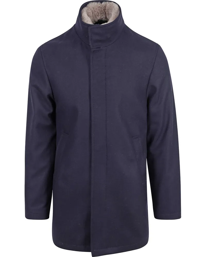 Suitable Hirsch Mantel Wool Blend Navy Dunkelblau