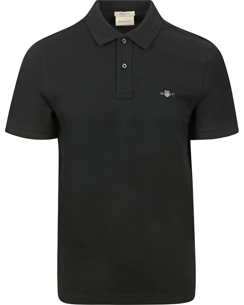 Gant Shield Piqué Poloshirt Schwarz Schwarz