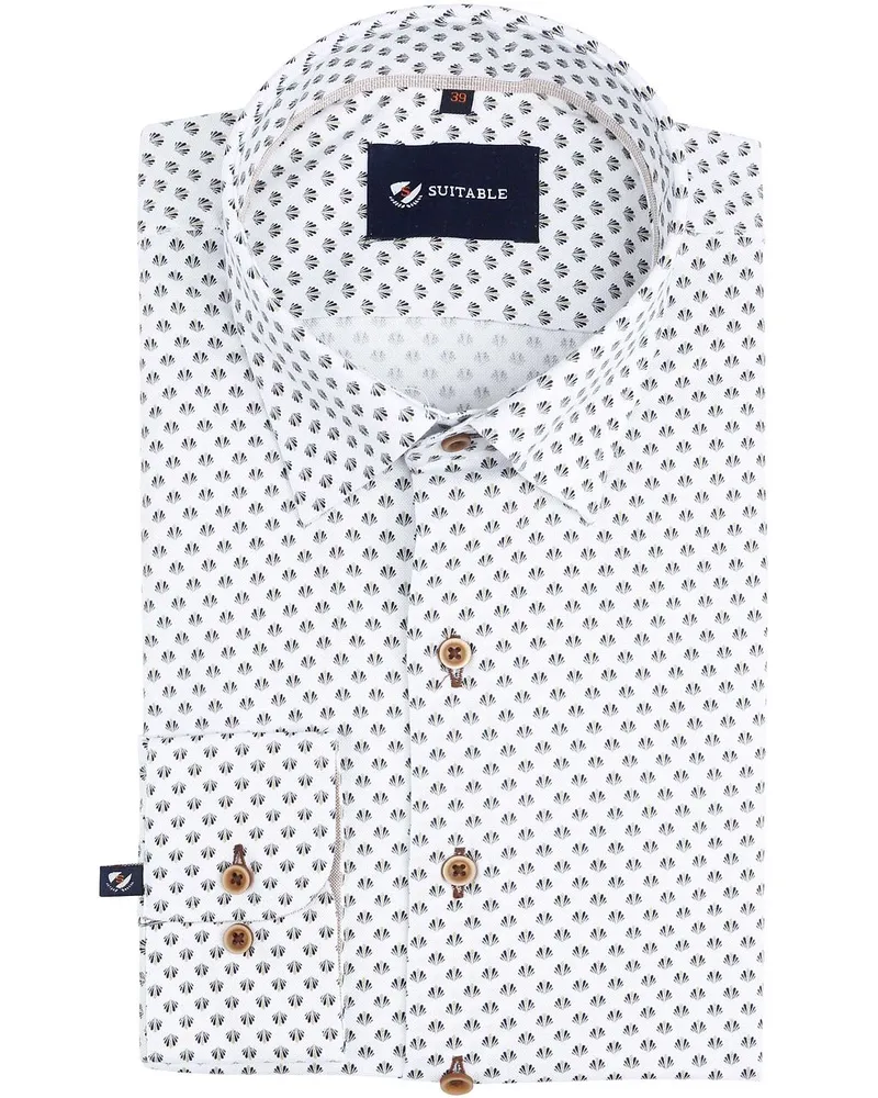 Suitable Freizeithemd mit Print Weiß