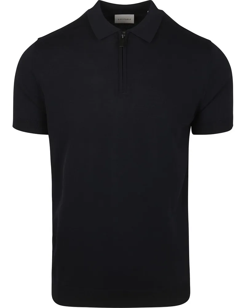 Suitable Knitted Half Zip Poloshirt Navy Dunkelblau