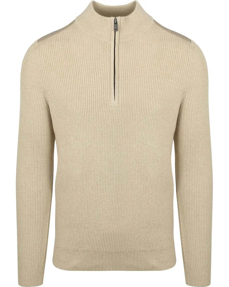 Suitable Half Zip Pullover Patch Ecru Beige