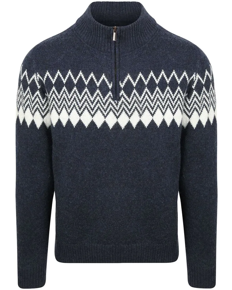 Suitable Avery Nordic Half Zip Pullover Wool Blend Navy Dunkelblau