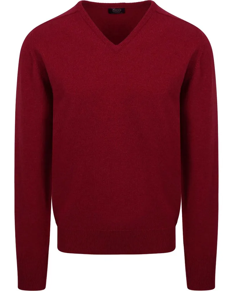 William Lockie V-Auschnitt Pullover Lambswool Bordeaux Bordeaux