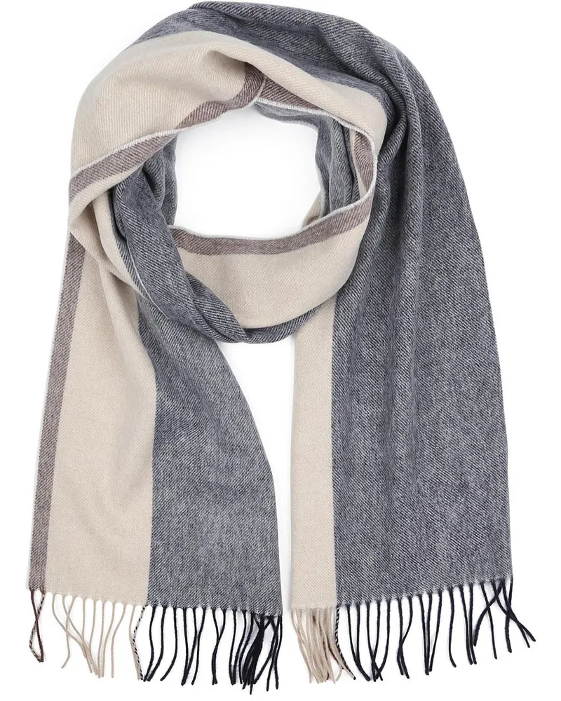Profuomo Schal Wolle Stripes Blau Braun Beige Braun