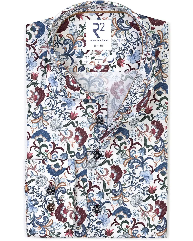 R2 Amsterdam R2 Hemd Poplin Flower Druck Multicolour Multicolour