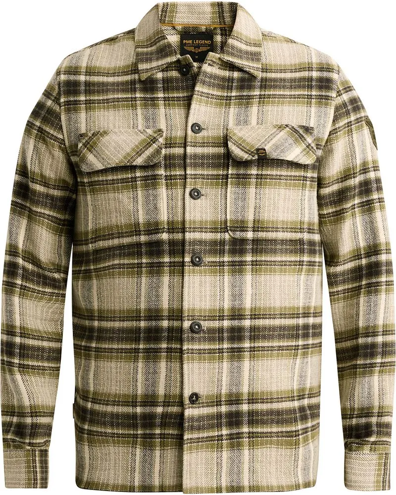 PME Legend Overshirt Brushed Check Loden Green Grün