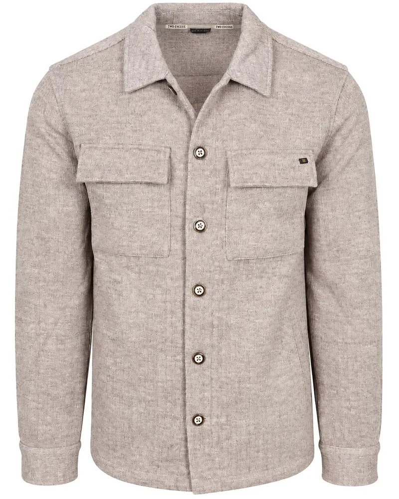 No Excess Overshirt Full Button Jacquard Greige Grau