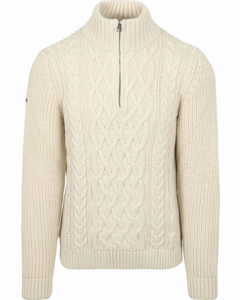 Superdry. Half Zip Pullover Jacob Cable Ecru Weiß