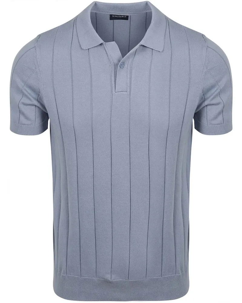 Suitable Respect Poloshirt Drop Needle Stahlblau Blau