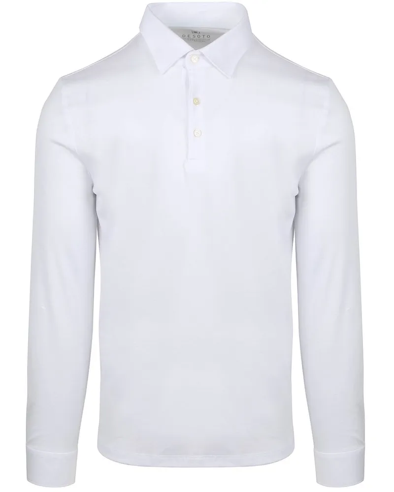 DESOTO Langarm - Longsleeve Poloshirt Essential Weiß Weiß