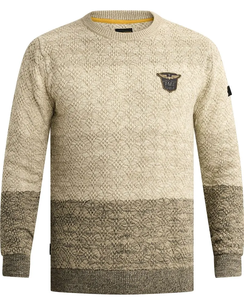 PME Legend Streifenpullover Rundhals Beige Beige