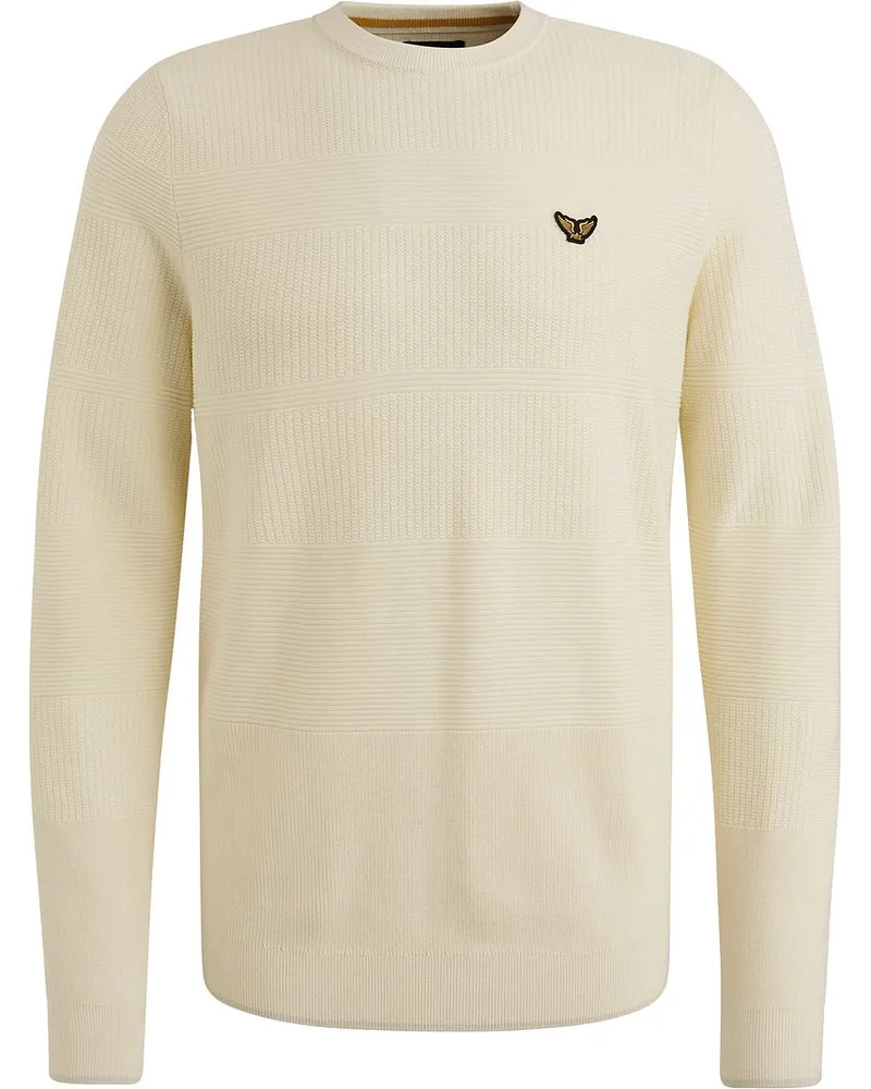 PME Legend Structure Pullover Melange Ecru Weiß