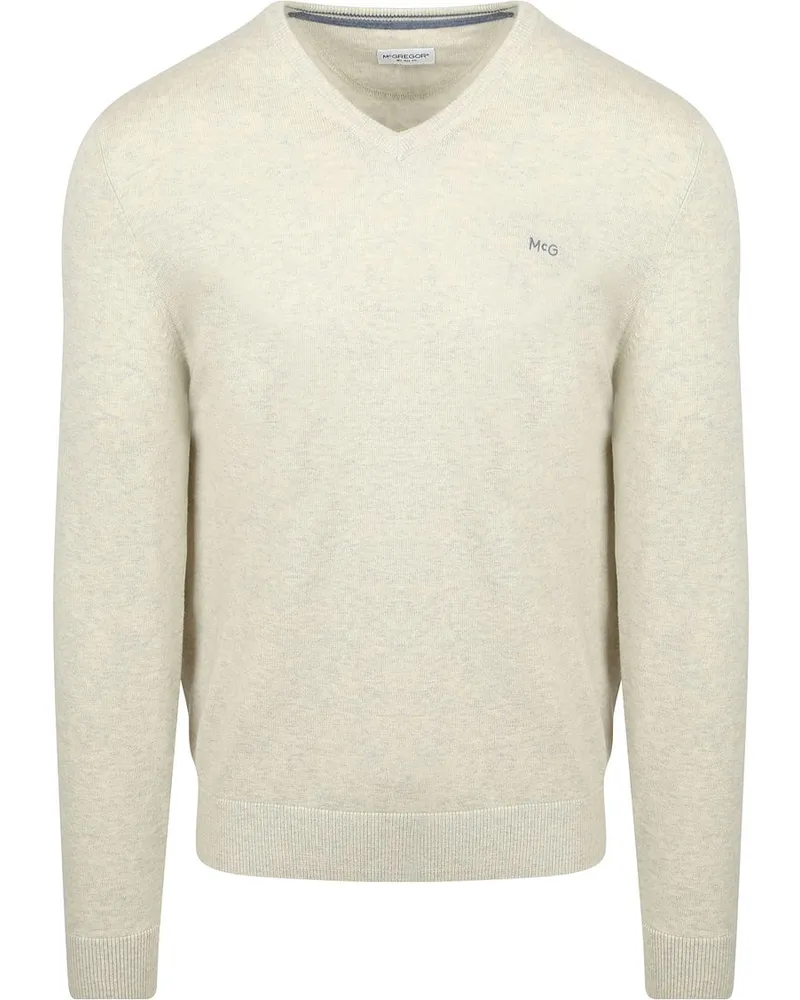 McGregor Pullover Merinowolle V-Ausschnitt Off White Wollweiß