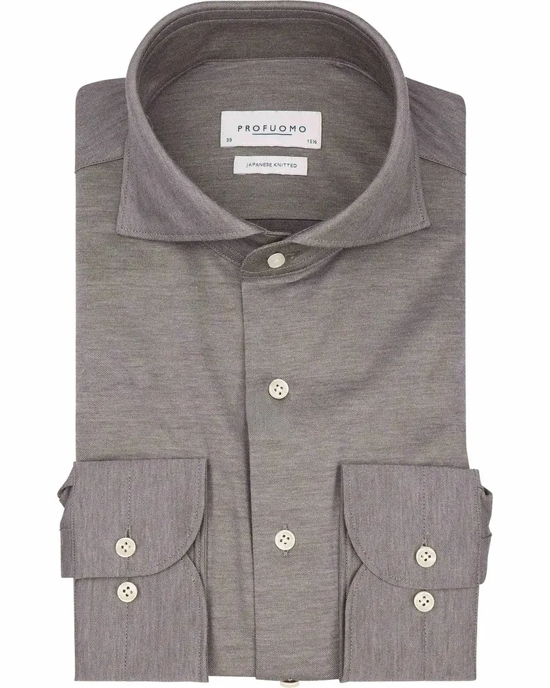 Profuomo Japanese Knitted Hemd Melange Braun Braun