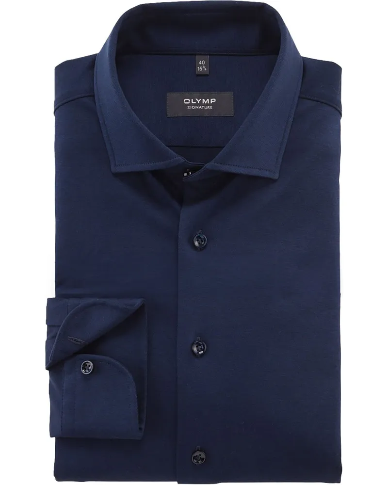 Olymp Signature Hemd Jersey Navy Dunkelblau