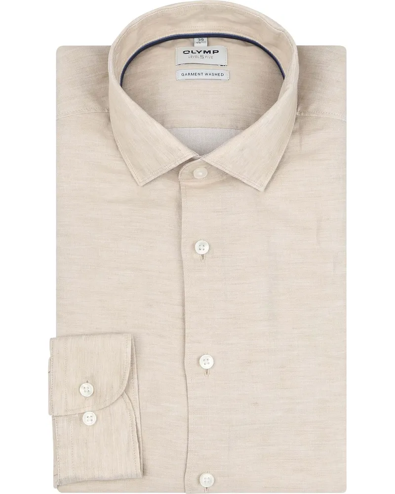 Olymp Level 5 Hemd Leinen Blend Beige Beige