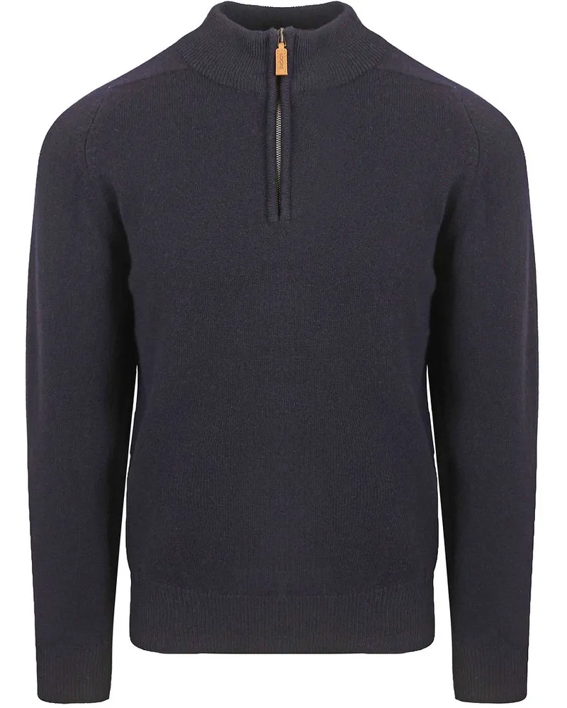 William Lockie Half Zip Pullover Lammwolle Navy Dunkelblau
