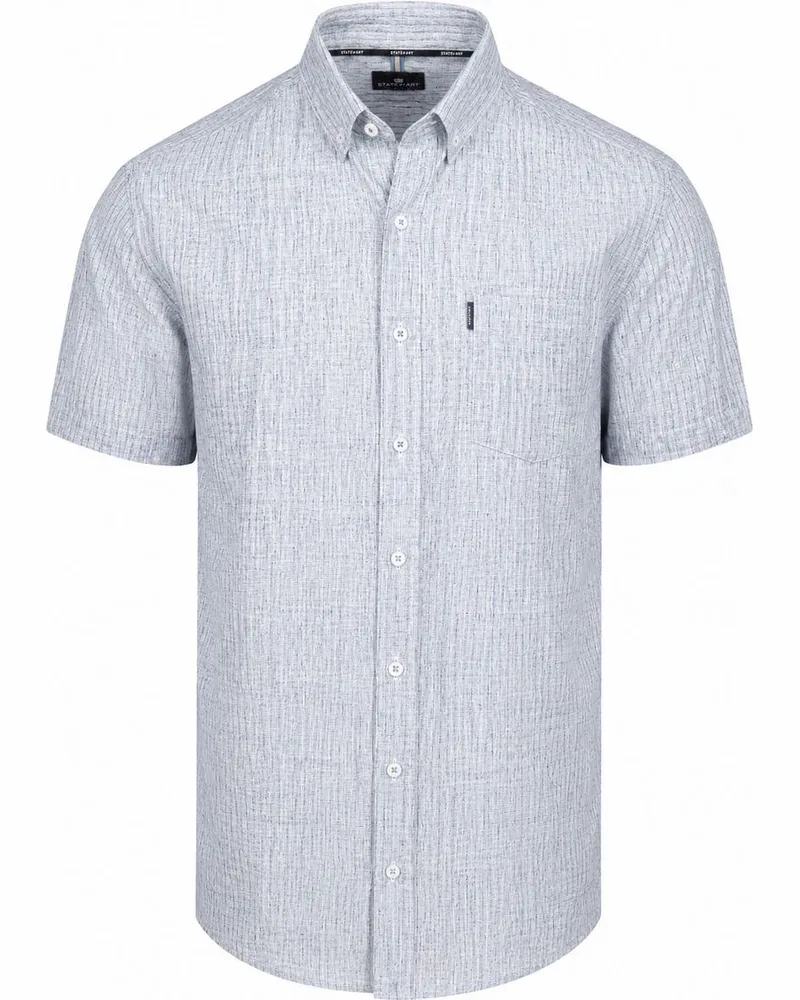 State of Art Kurzarmhemd Faux Stripe Blau Hellblau