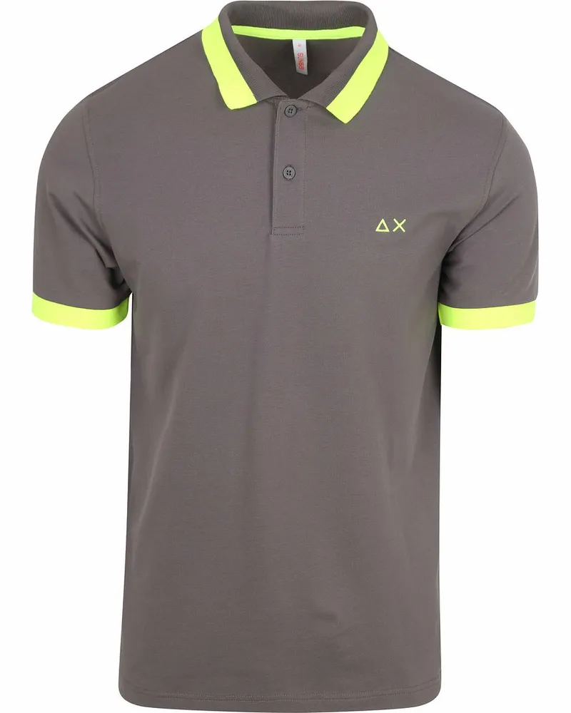 Sun68 Poloshirt Big Stripe Fluo Anthrazit Grau