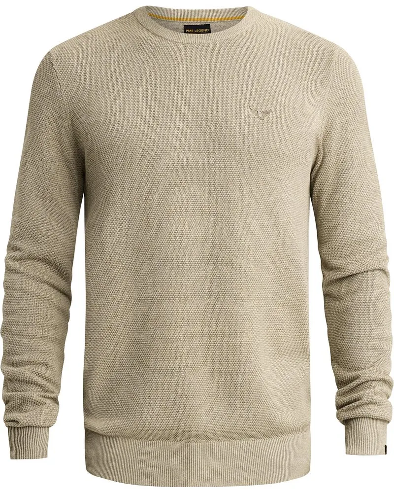 PME Legend Structure Pullover Melange Stone Green Beige