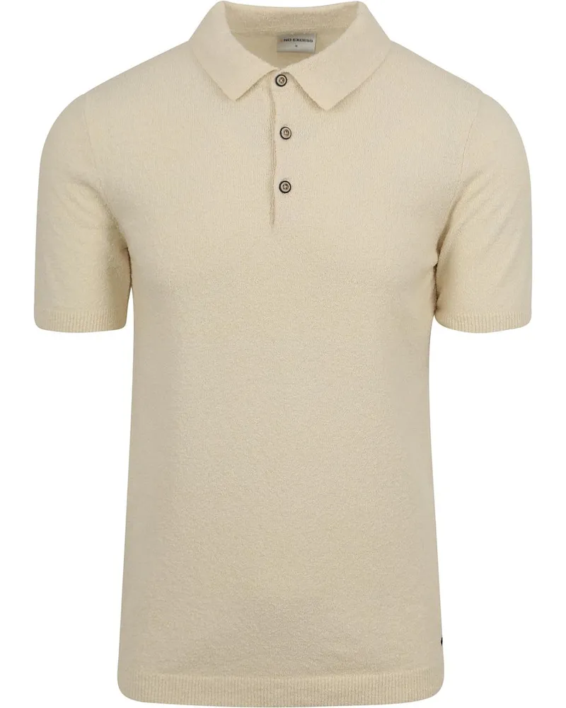 No Excess Knitted Poloshirt Struktur Ecru Wollweiß