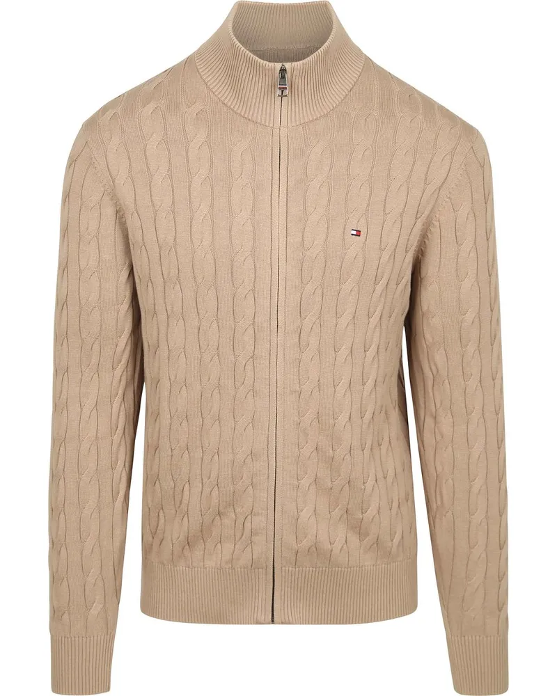 Tommy Hilfiger Strickjacke Zip Cable Beige Beige