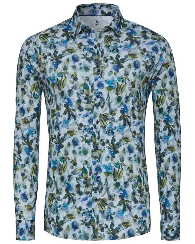 DESOTO Hemd Druck Blumen Blau Multicolour
