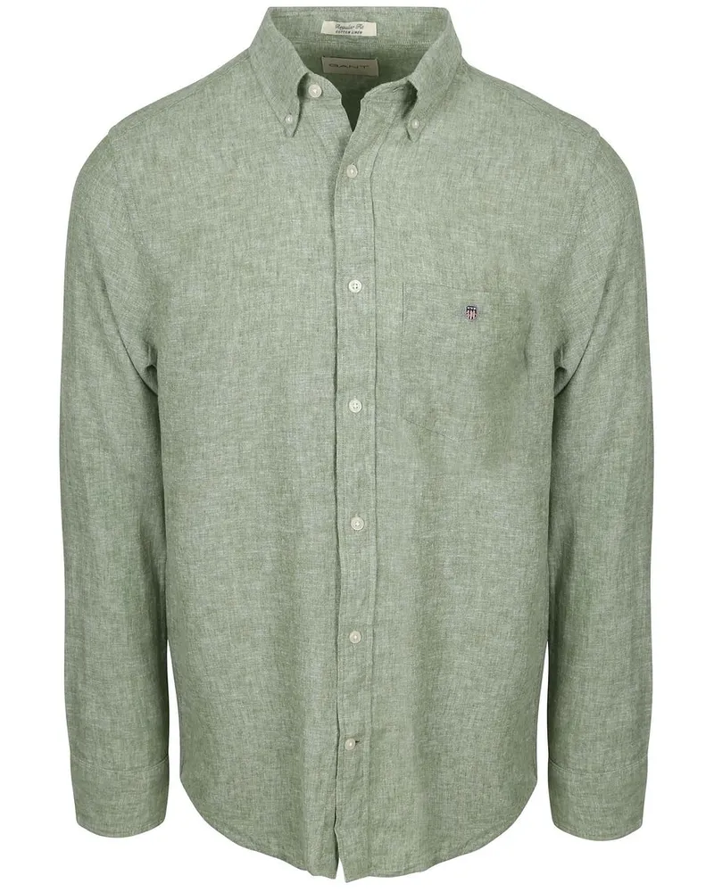 Gant Hemd Cotton Linen Grün Grün