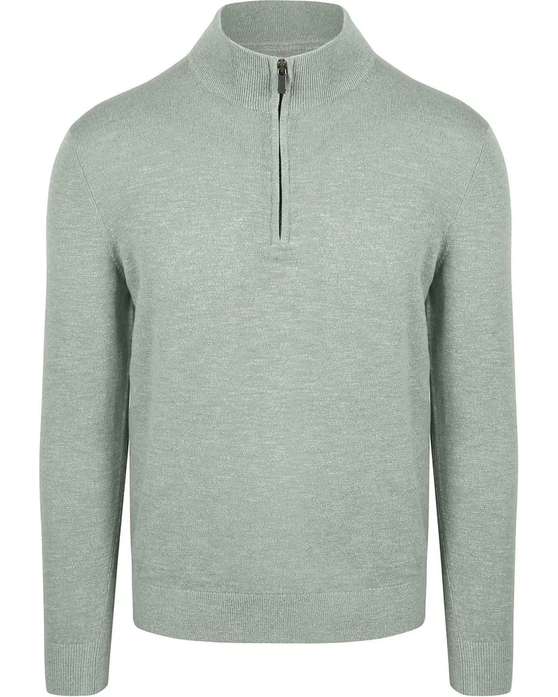 Suitable Slub Yarn Half Zip Pullover Grün Grün