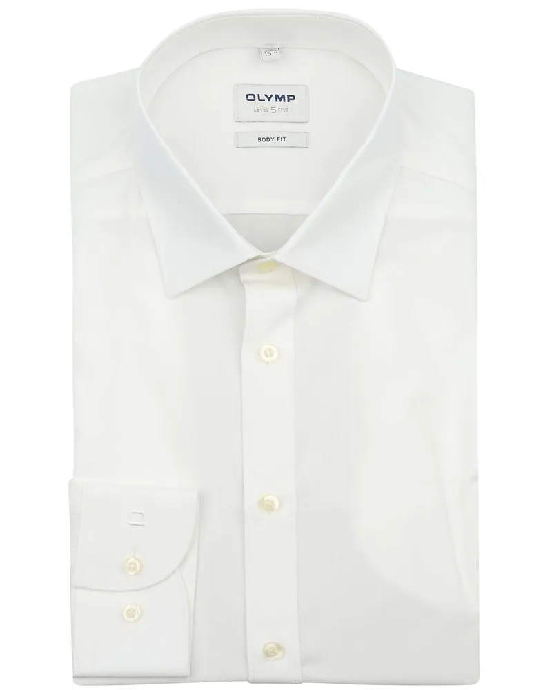 Olymp Level Five Body Fit Hemd Off White Wollweiß
