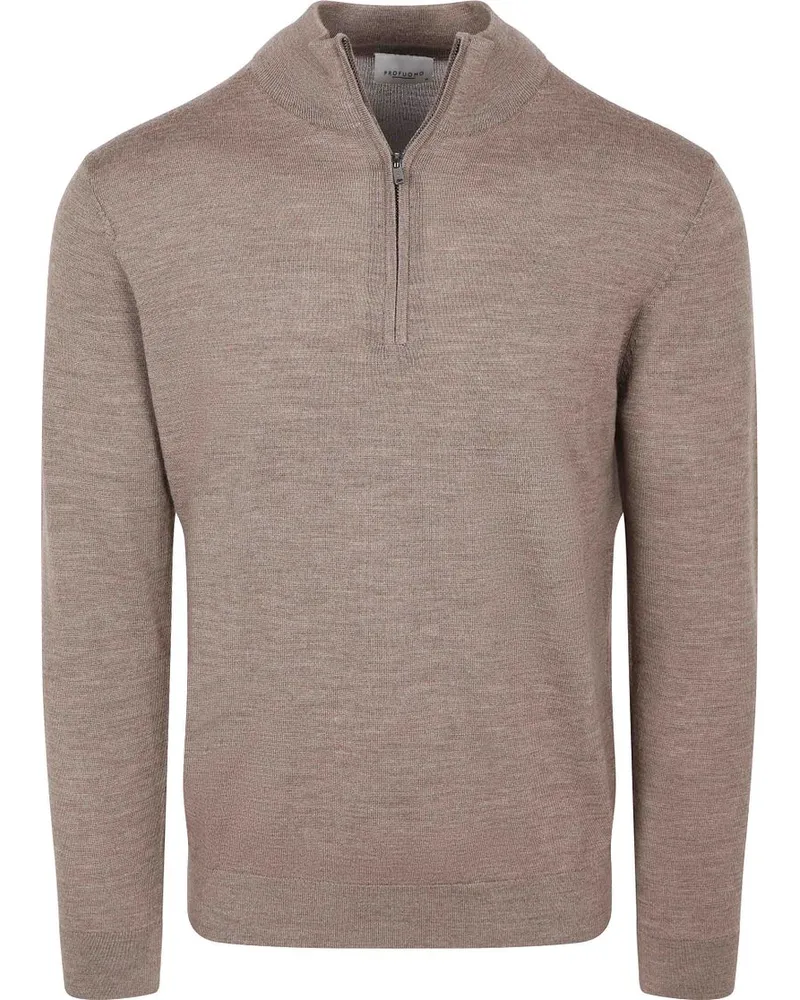 Profuomo Half Zip Pullover Merinowolle Braun Braun