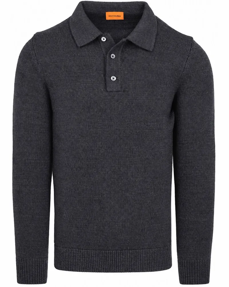 Suitable Button Longue Melange Navy-Poloshirt Dunkelblau