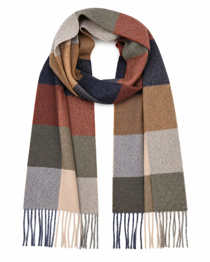 Profuomo Schal Lammwolle Karomuster Multicolour Rot