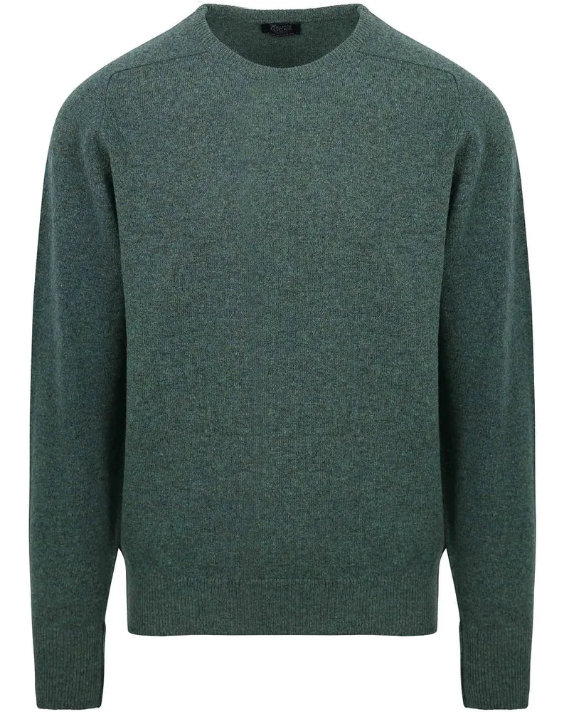 William Lockie O-Auschnitt Pullover Lammwolle Moorland Grün Grün