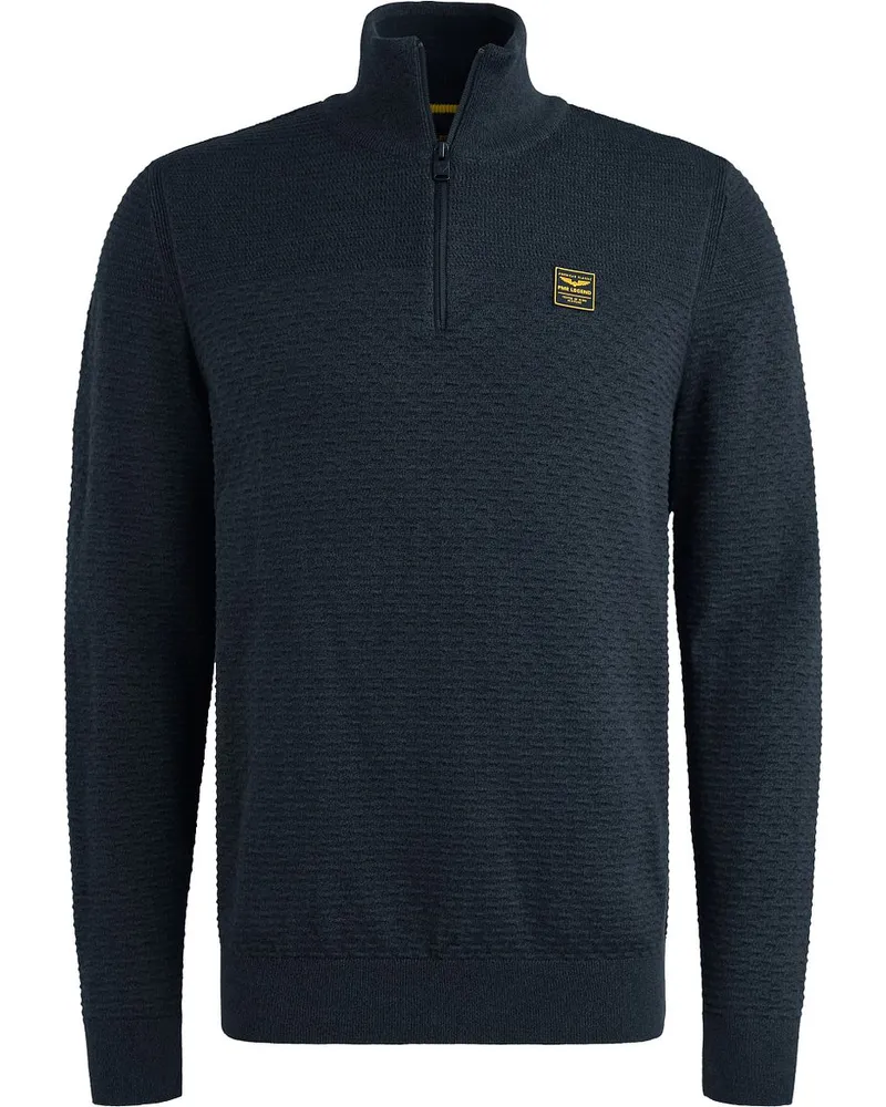 PME Legend Half Zip Structure Mouliné Sweater Navy Dunkelblau
