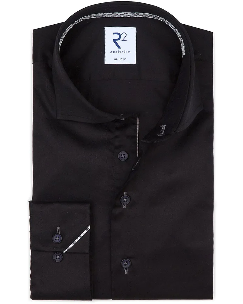 R2 Amsterdam R2 Hemd Twill Schwarz Schwarz