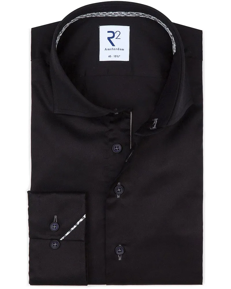 R2 Amsterdam R2 Hemd Twill Schwarz Schwarz
