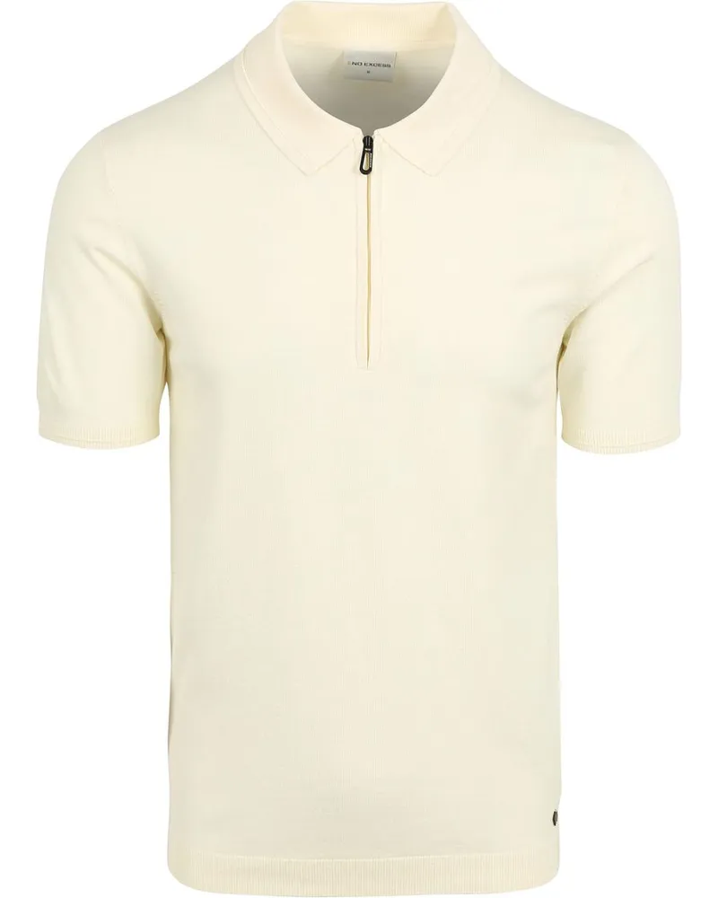 No Excess Half Zip Poloshirt Off White Weiß