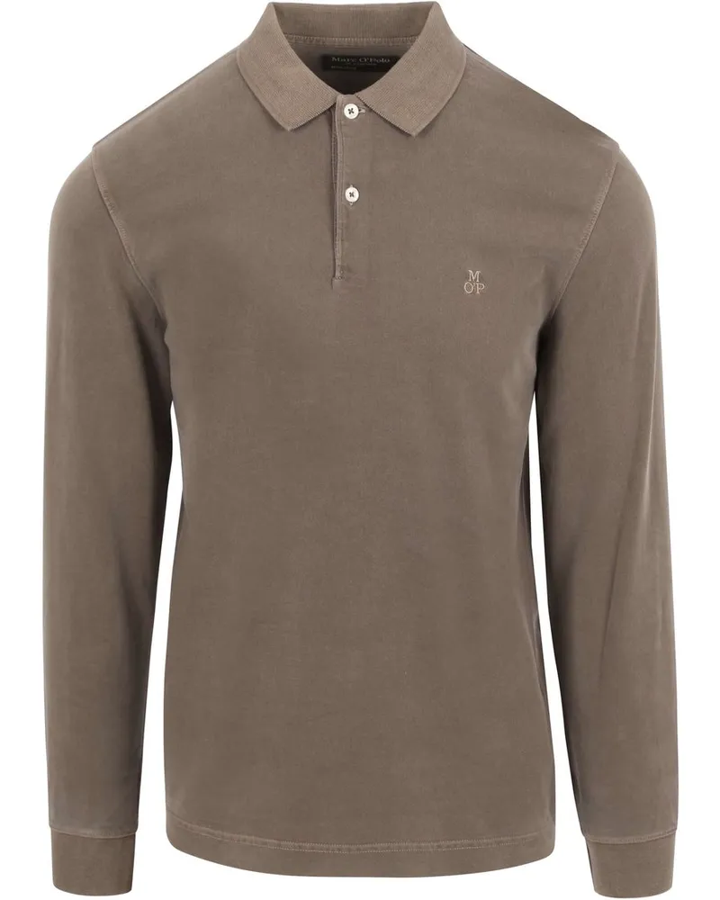 Marc O'Polo Langarm - Longsleeve Poloshirt Terry Cloth Taupe Braun